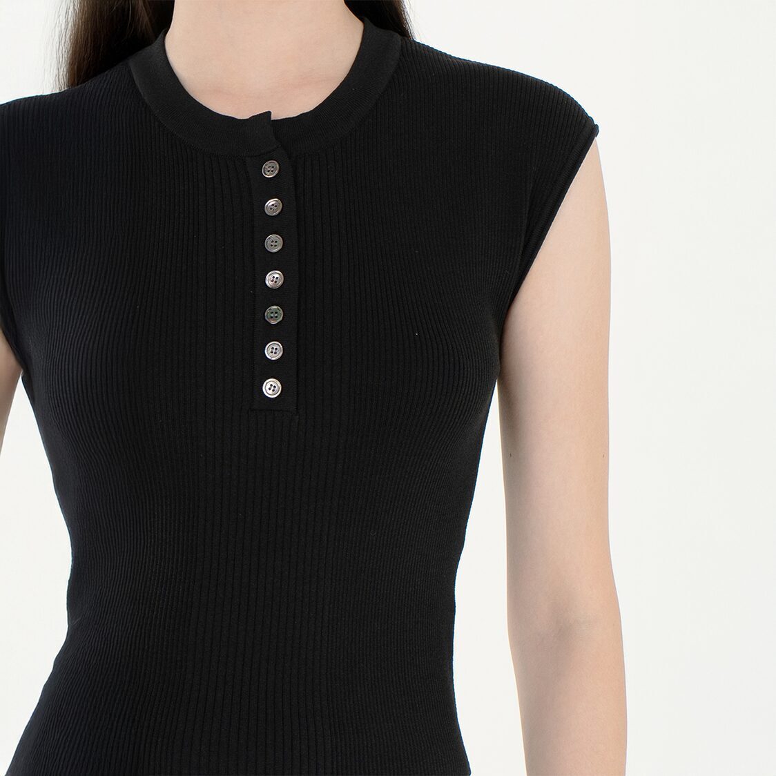 K/WOODS Ice Cool Urban Edge Rib Top in Black