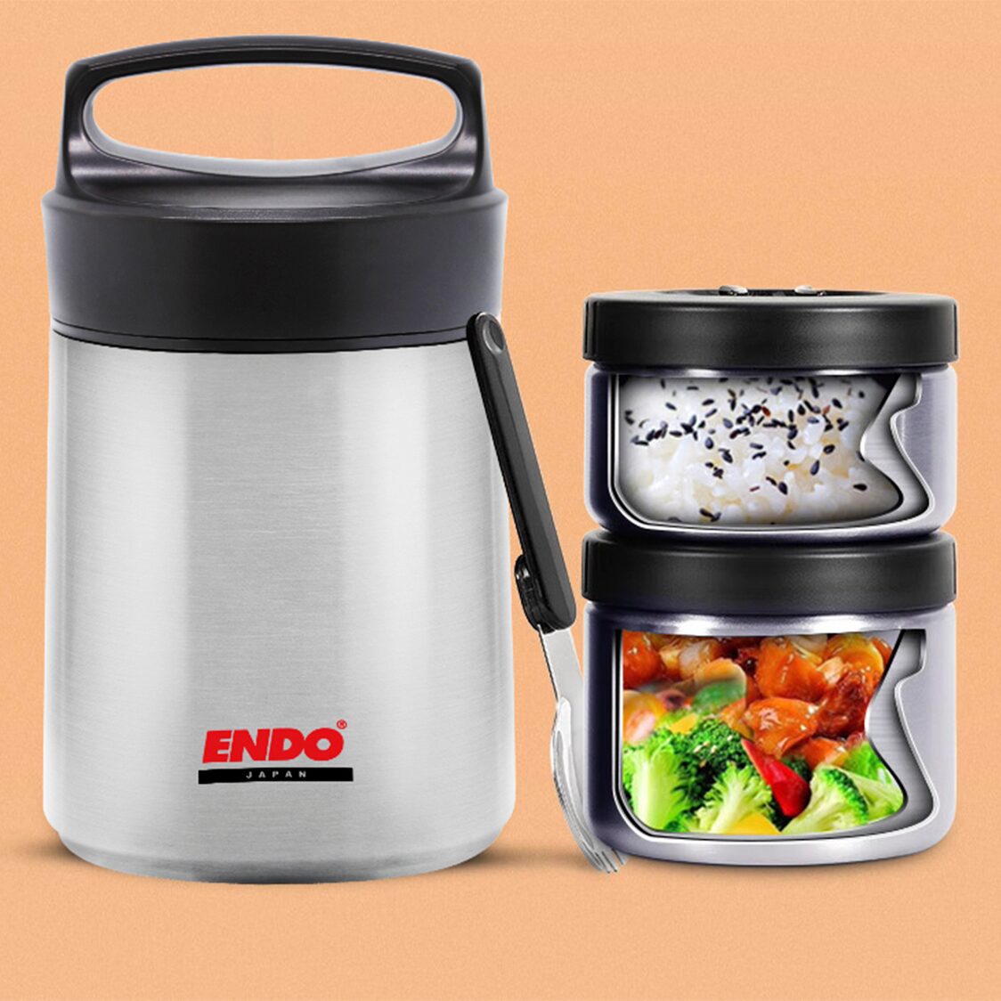 Endo-Pro Double Stainless Steel Thermal Food Carrier 1.5L (CX-4019)