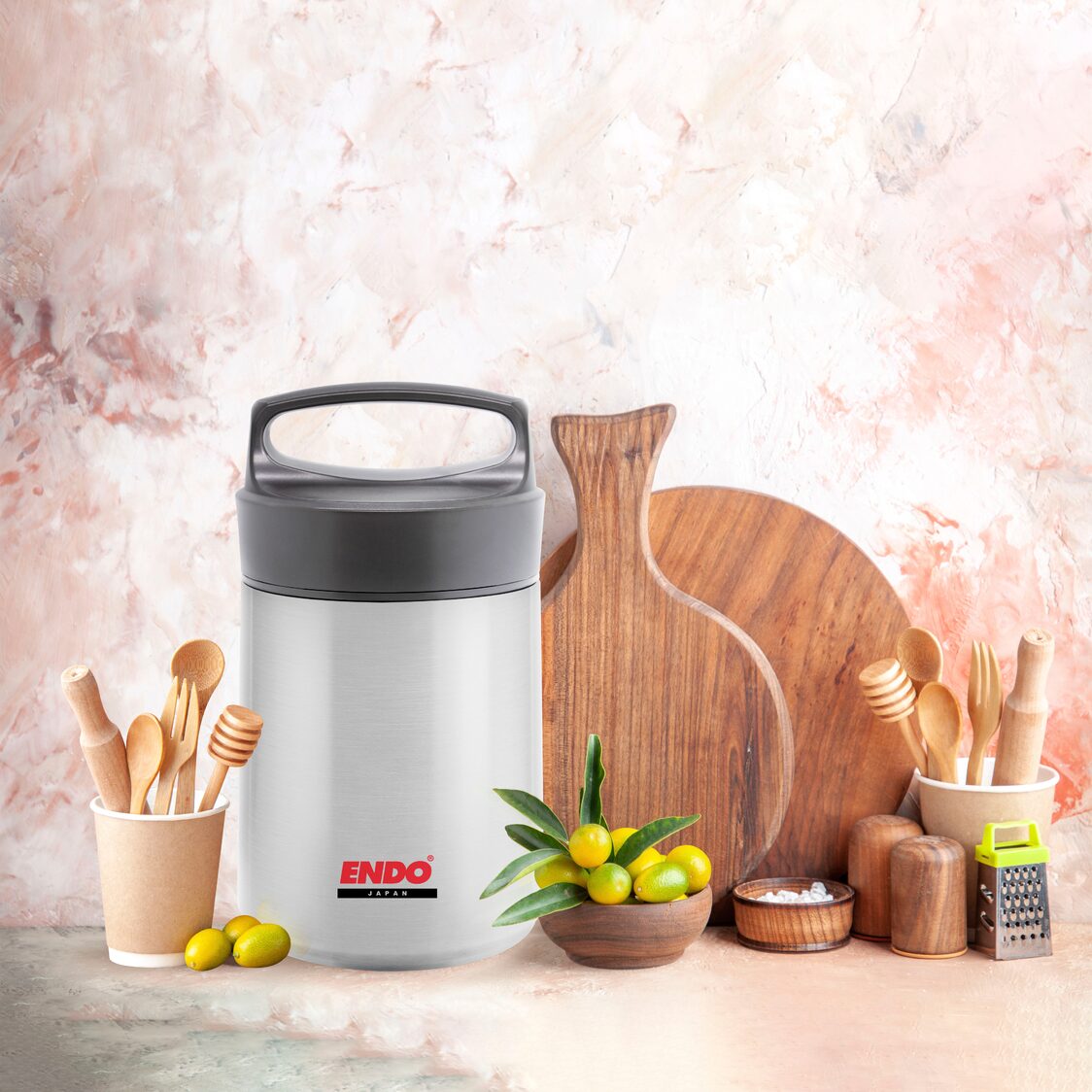 Endo-Pro Double Stainless Steel Thermal Food Carrier 1.5L (CX-4019)