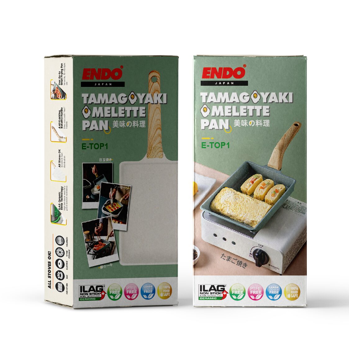 Endo Tamagoyaki IH Omelette Pan - Bisque Beige (E-TOP1)