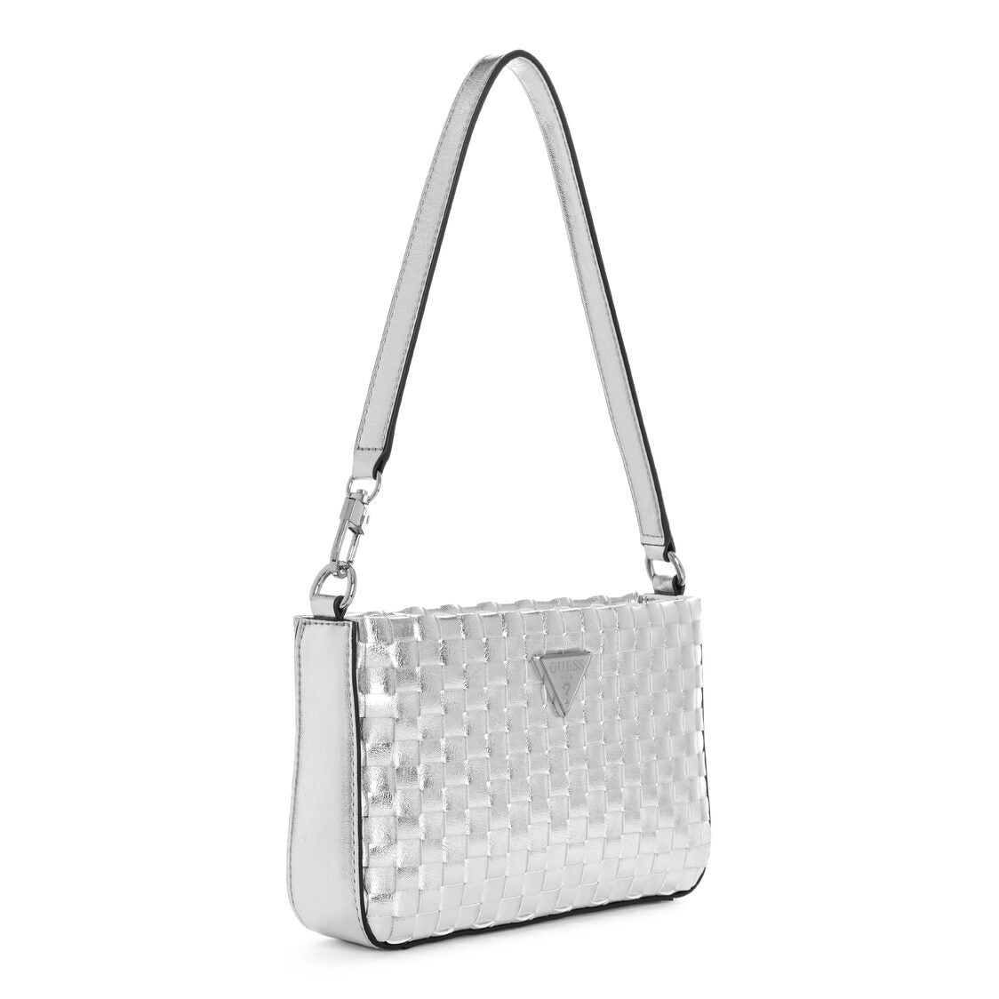 Guess Twiller Mini Top Zip Shoulder,Silver
