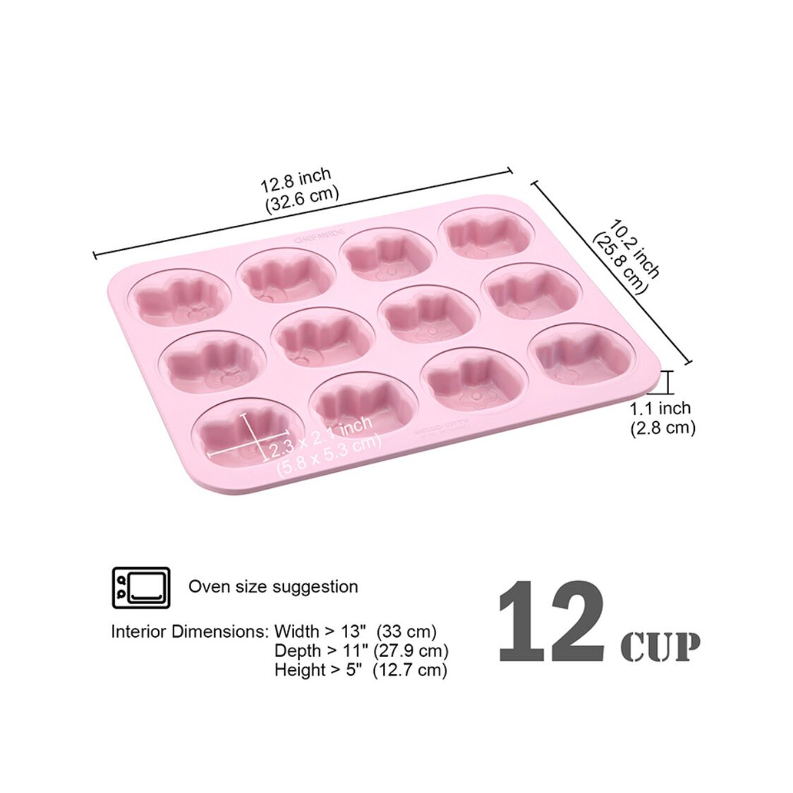 Chefmade Non-Stick 12-Cup Cake Pan Hello Kitty - 1898CM-KT7042