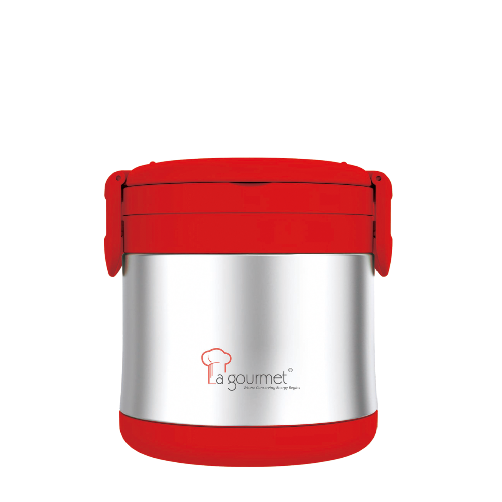 La Gourmet Shogun Vanilla 24cm Ceramic Casserole + 28cm Ceramic Wok + Flame 850ml Thermal Lunch Box