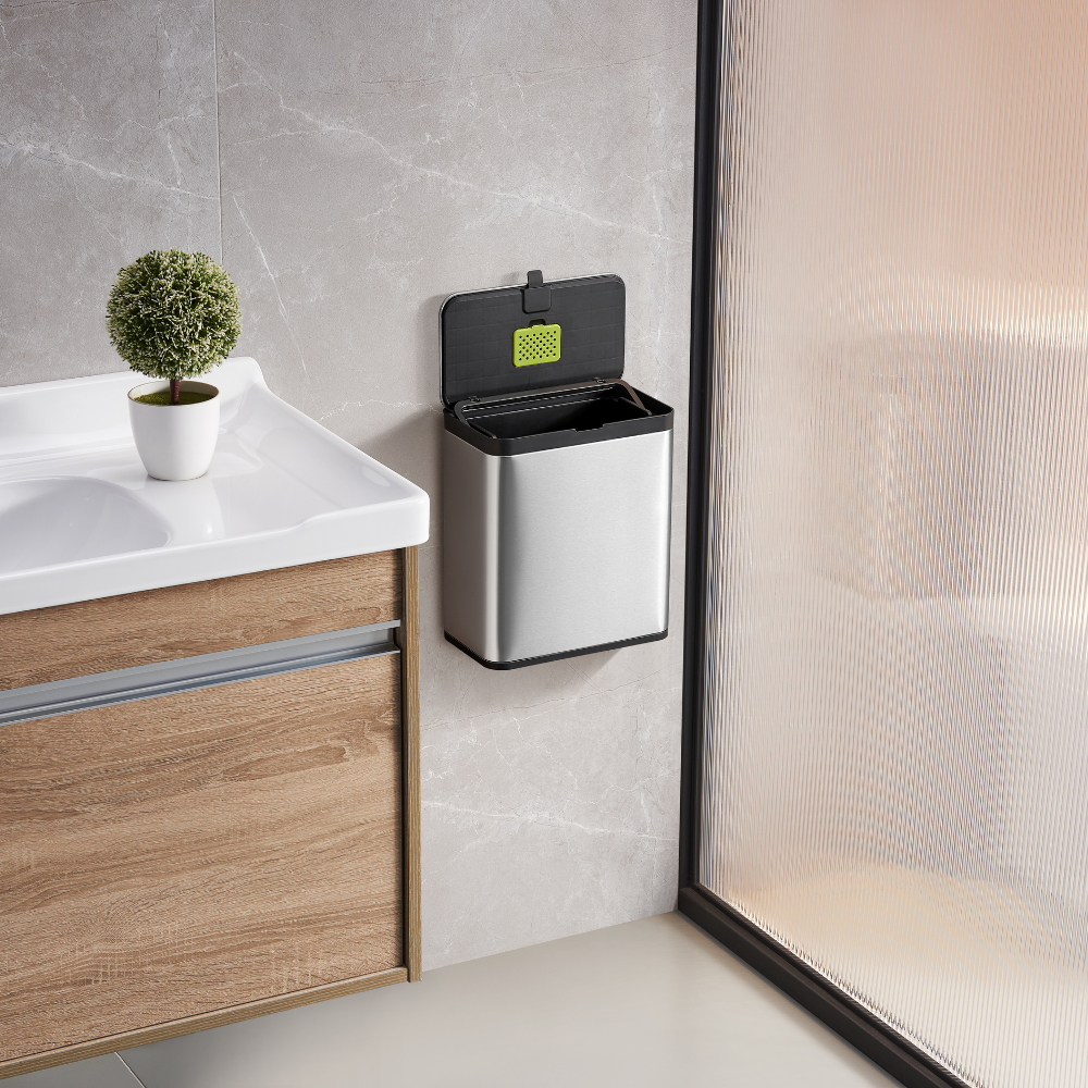 Eko 7L Stainless Steel Kitchen Bin With Pulled Lid (EK9008MMT-7L-BL)