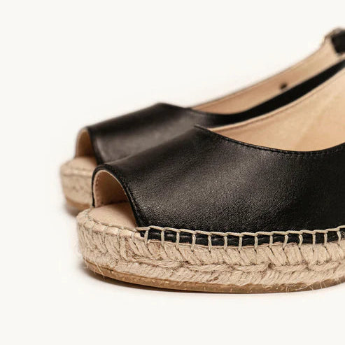 Alhamas Clavel Cuna Baja Napa Peeptoe Sling Back Platform