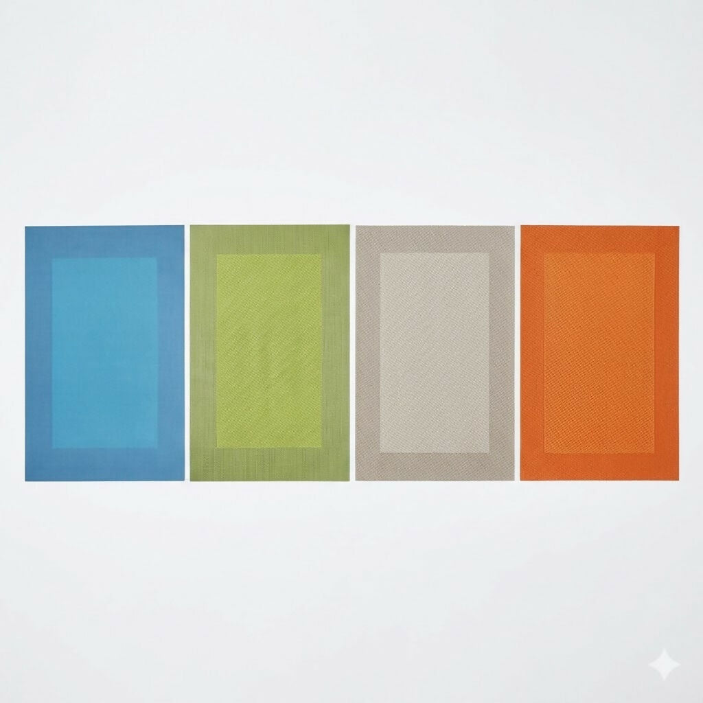 Rapee Border Woven Texilene Placemat – Tone on Tone Border Design – 35 x 47 cm – Orange