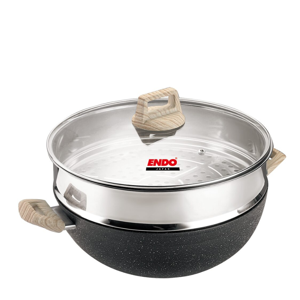 Endo Ganseki 32cm I.H. Chef Wok with Steamer (E-GSK-32W+S)