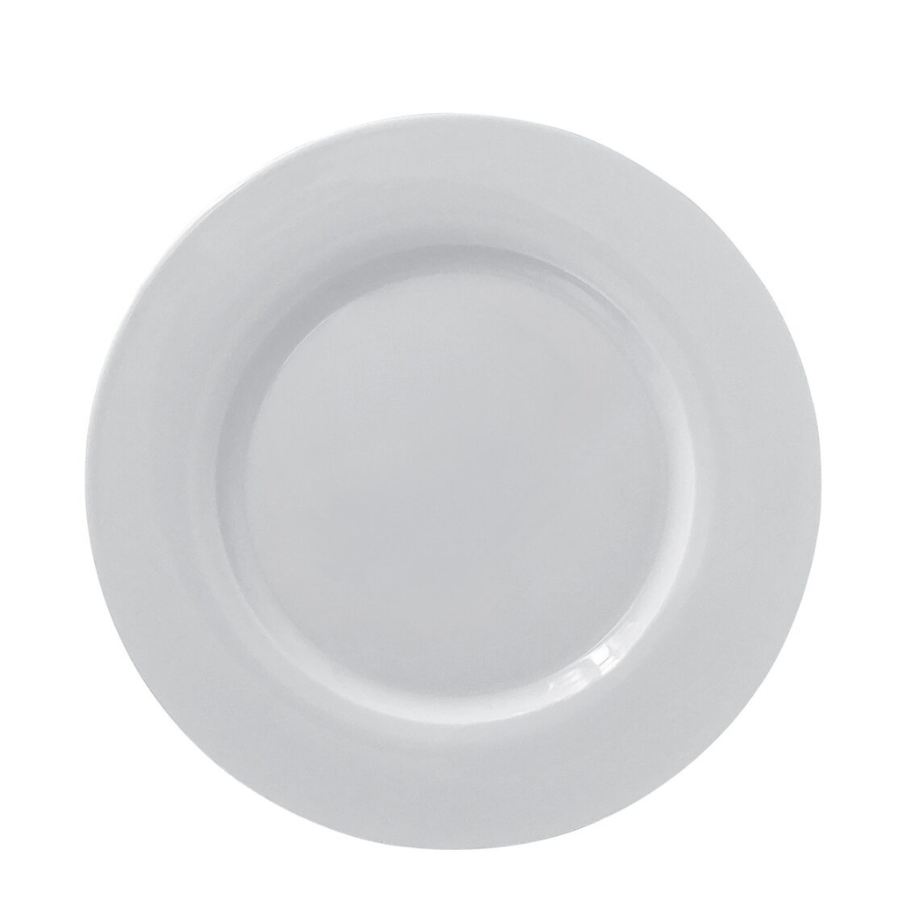 Soirée By Charles Millen-Weiss-06 Coupe White 10.8" Rimmed Dinner Plate