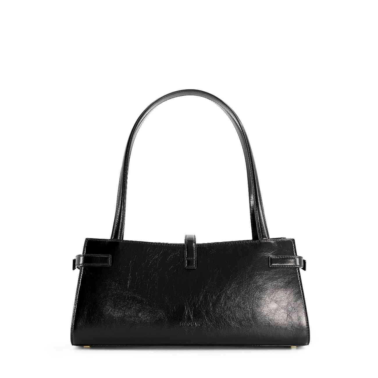 Mlouye Isla Wide Tote Leather Crinkled Black