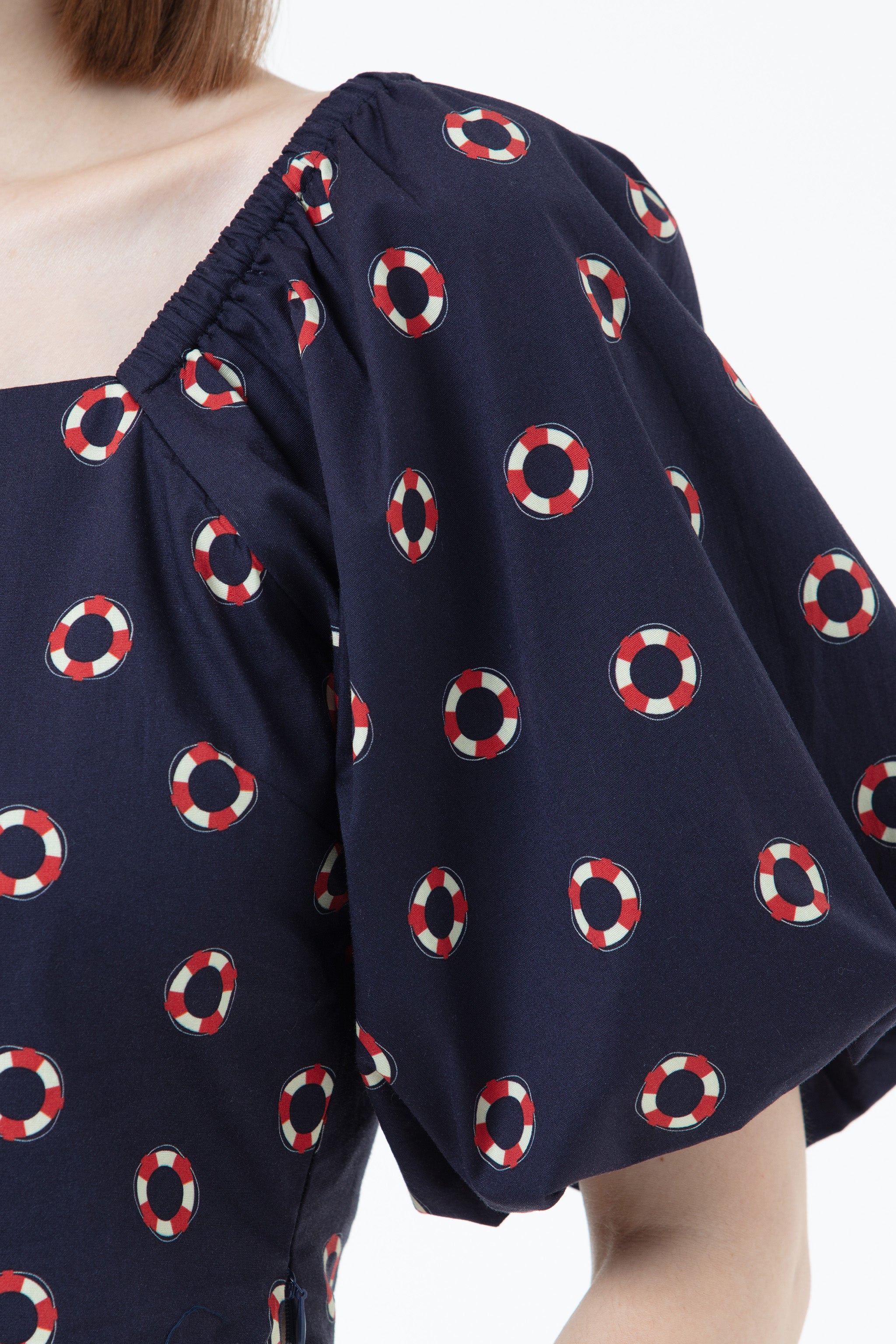 K/Woods Bloom Puff Sleeve Cropped Top - Printed