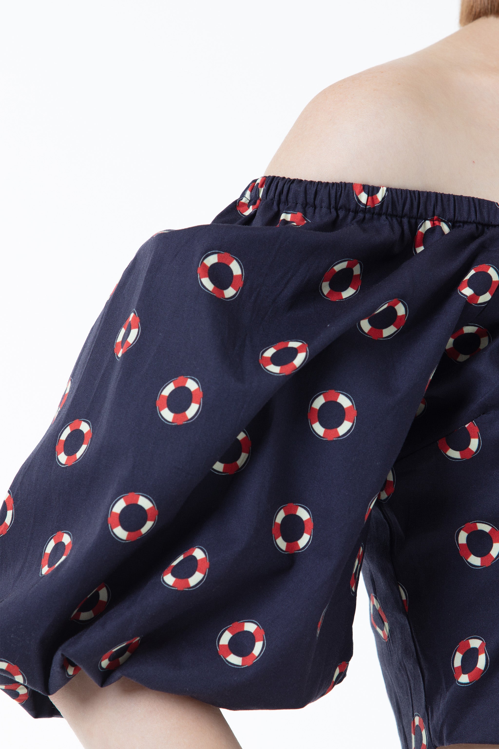 K/Woods Bloom Puff Sleeve Cropped Top - Printed