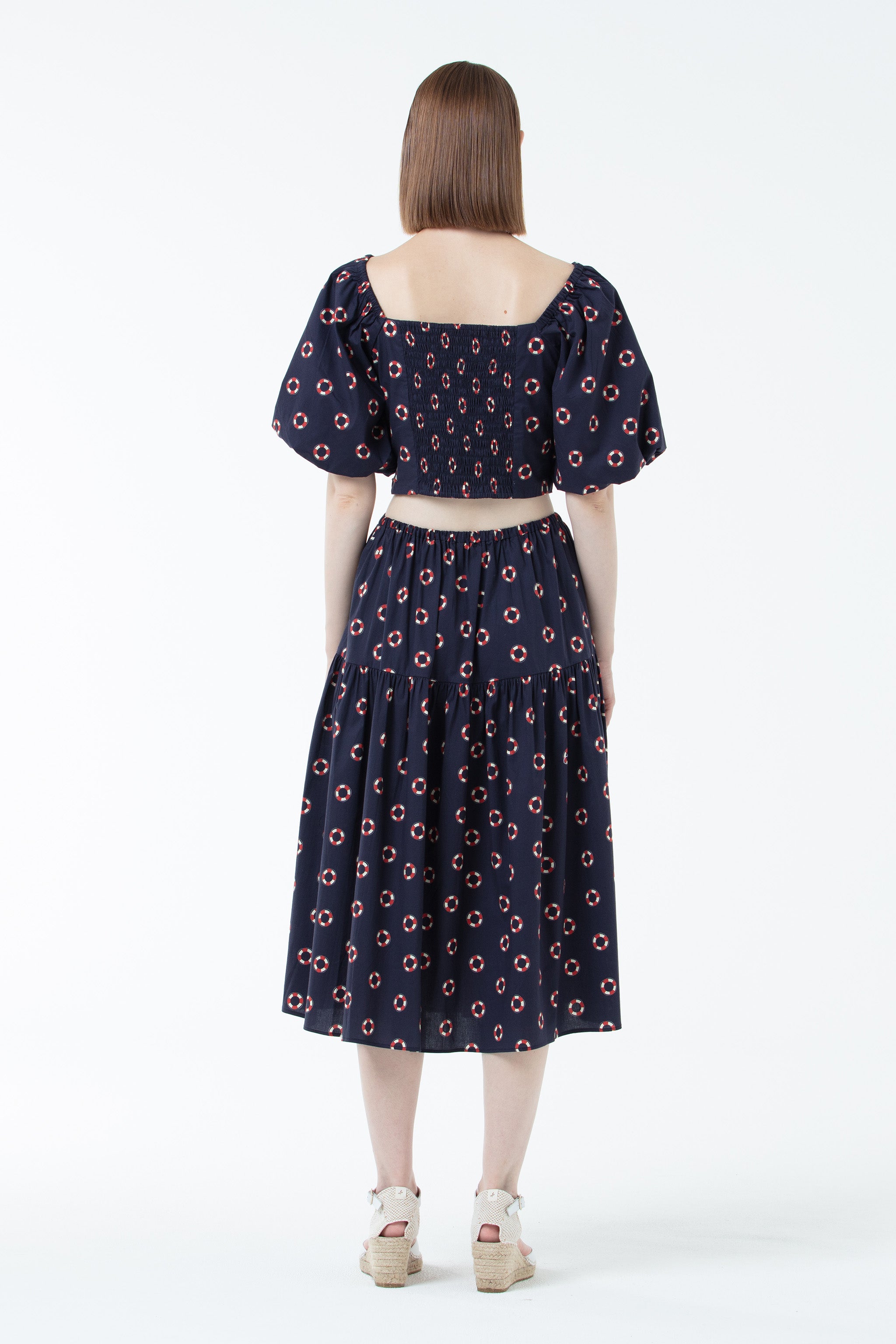 K/Woods Bloom Puff Sleeve Cropped Top - Printed