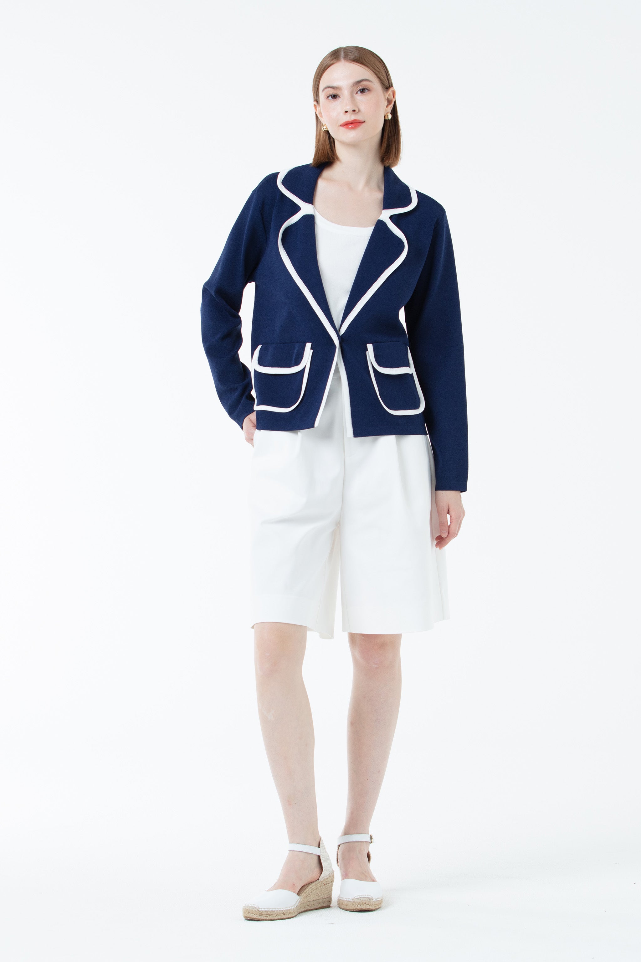 K/Woods Contrast Trim Blazer