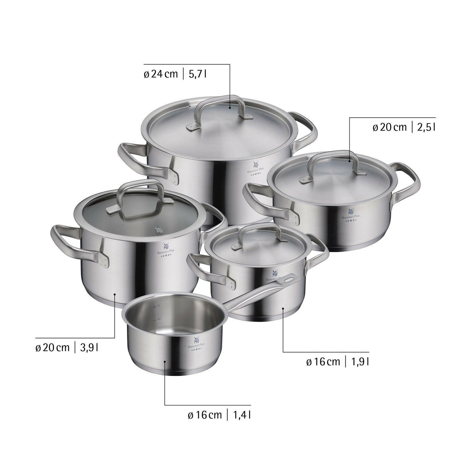 WMF Gourmet Plus 5-Piece Cookware Set II (Italy) (07-2055-9990)