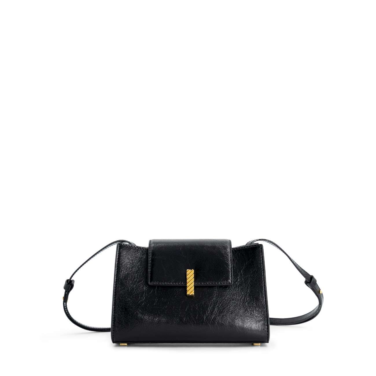 Mlouye Mini Isla Crossbody Leather Crinkled Black
