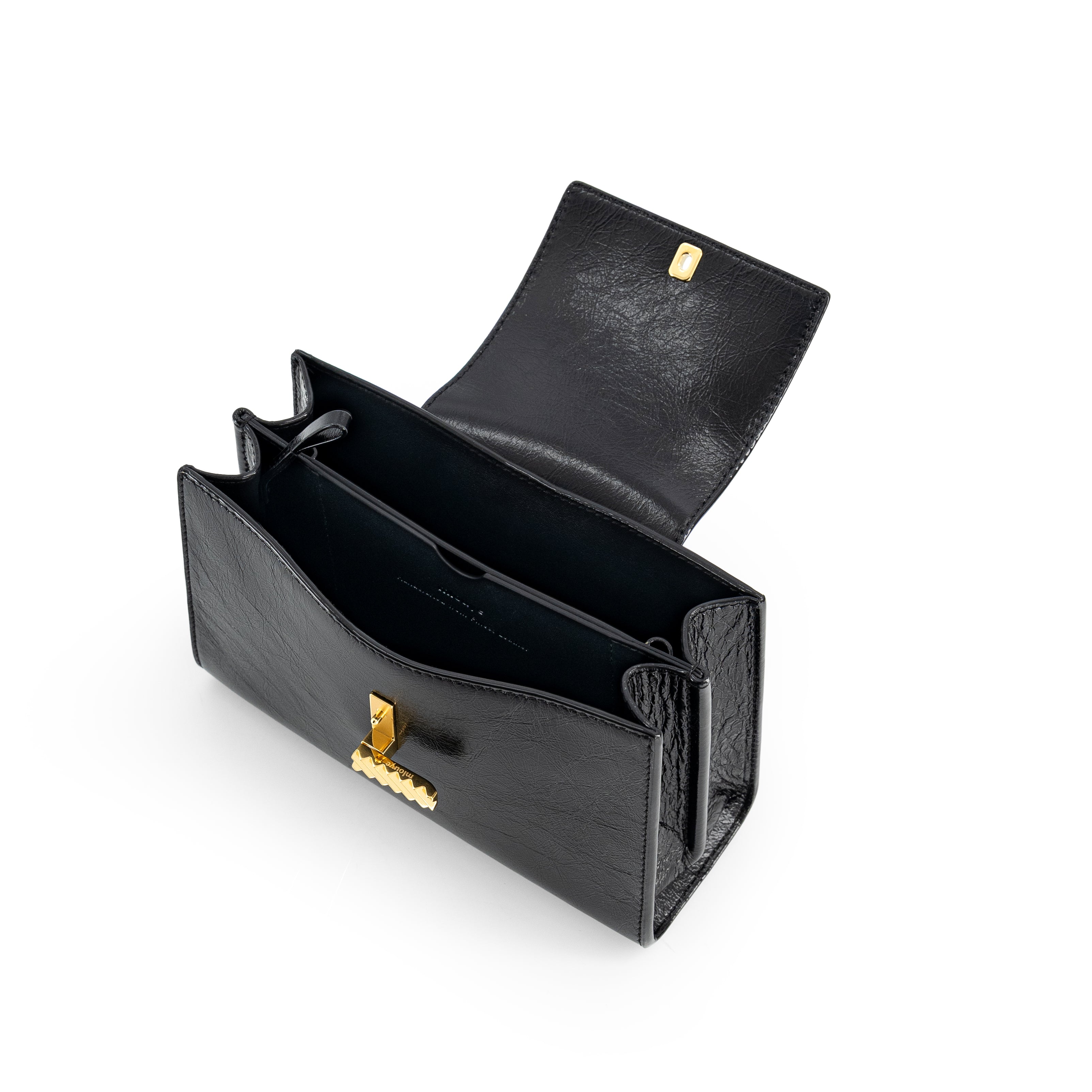 Mlouye Mini Isla Crossbody Leather Crinkled Black