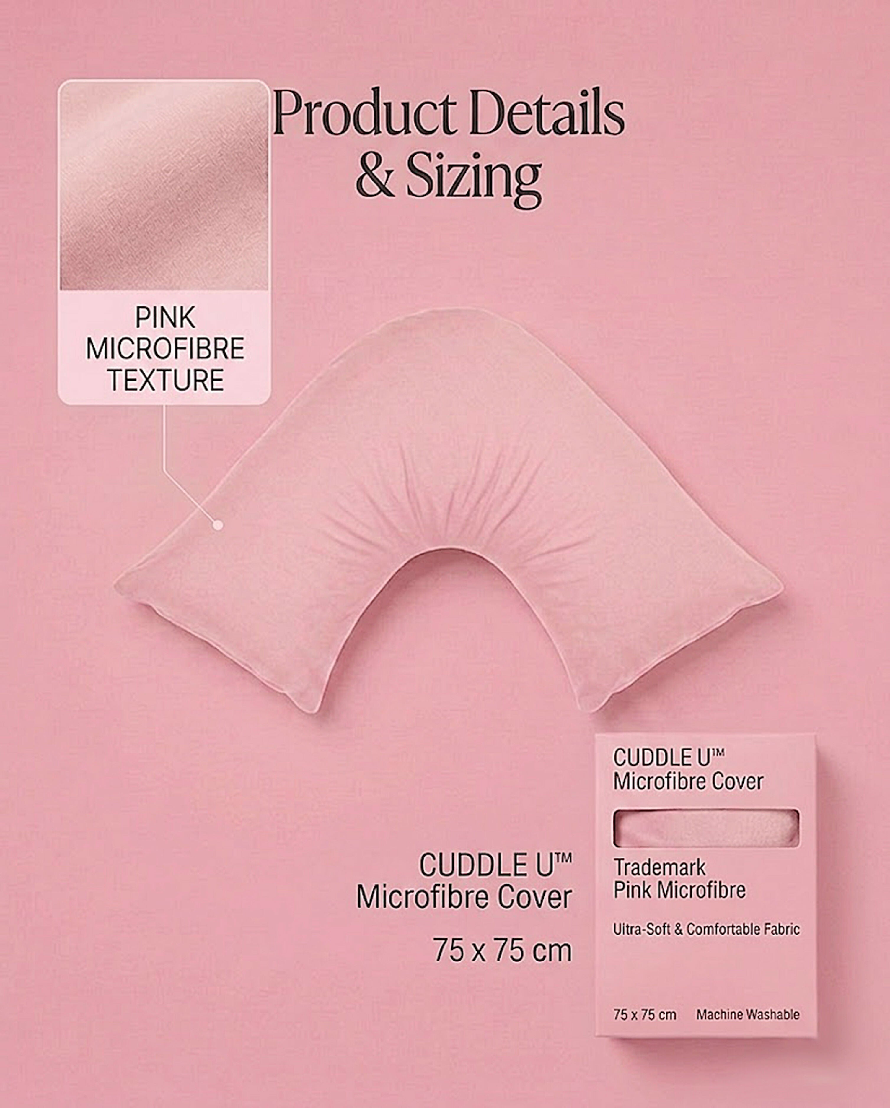 Rapee CUDDLE U™ Signature Microfibre Pillow Cover – 75 x 75 cm – Pink