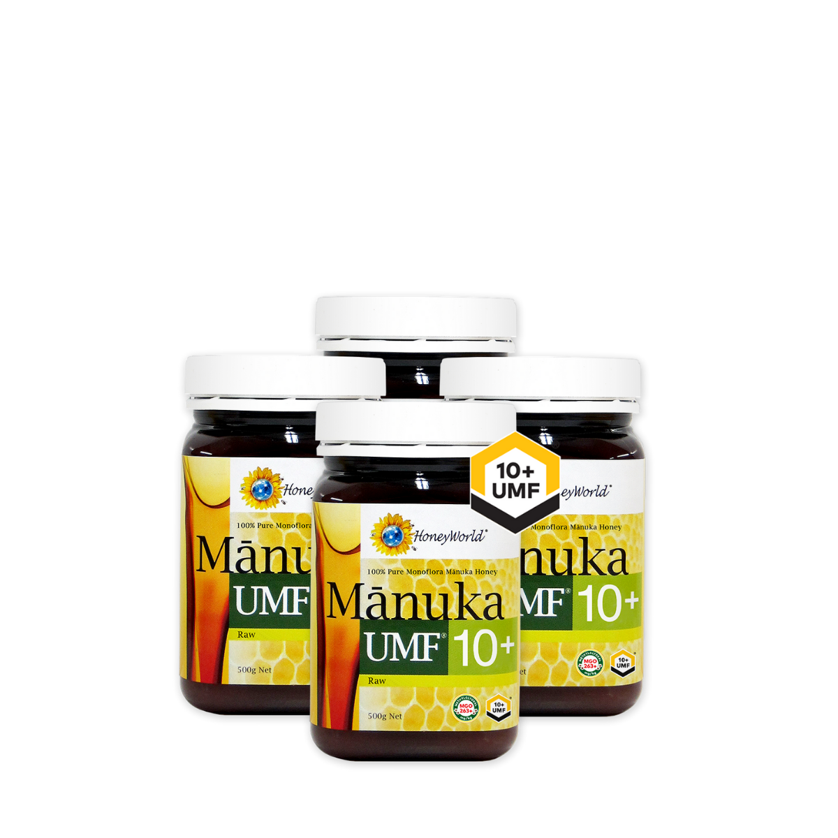 Honeyworld Raw Manuka Honey UMF10+ 500G (4 Bottles)