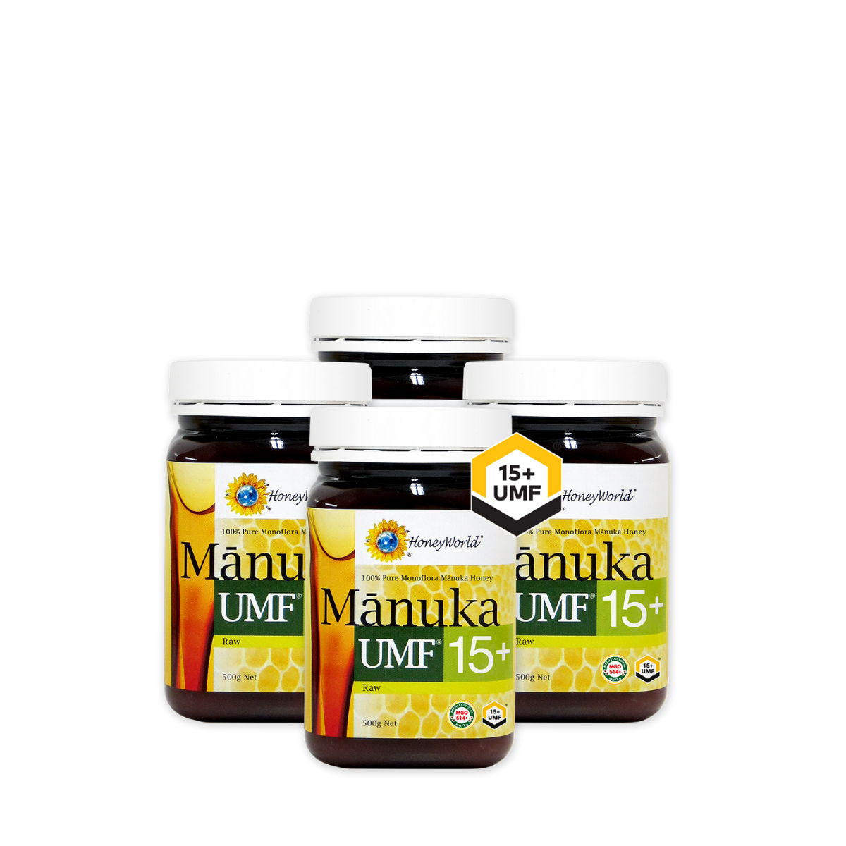 Honeyworld Raw Manuka Honey UMF15+ 500G (4 Bottles)