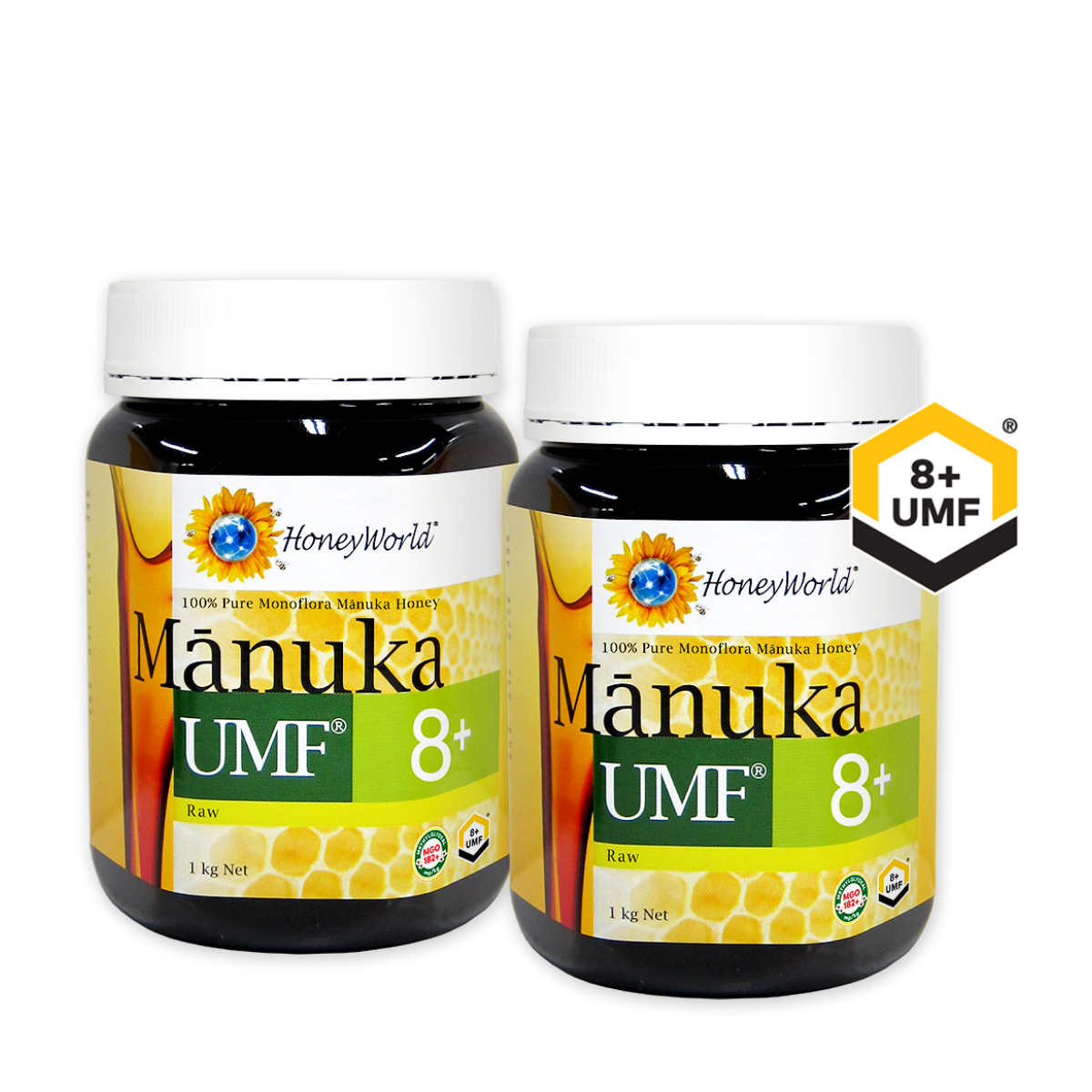 HoneyWorld®Raw Manuka UMF™ 8+ 1kg (2 Bottles)