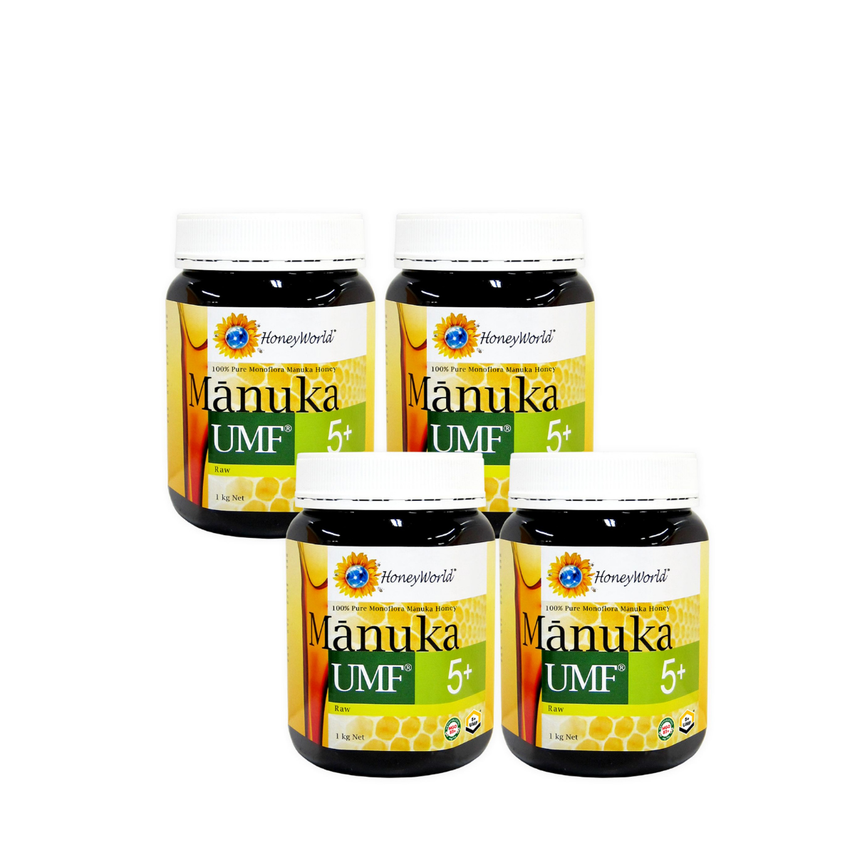 Honeyworld Raw Manuka Honey UMF5+ 1KG (4 Bottles)
