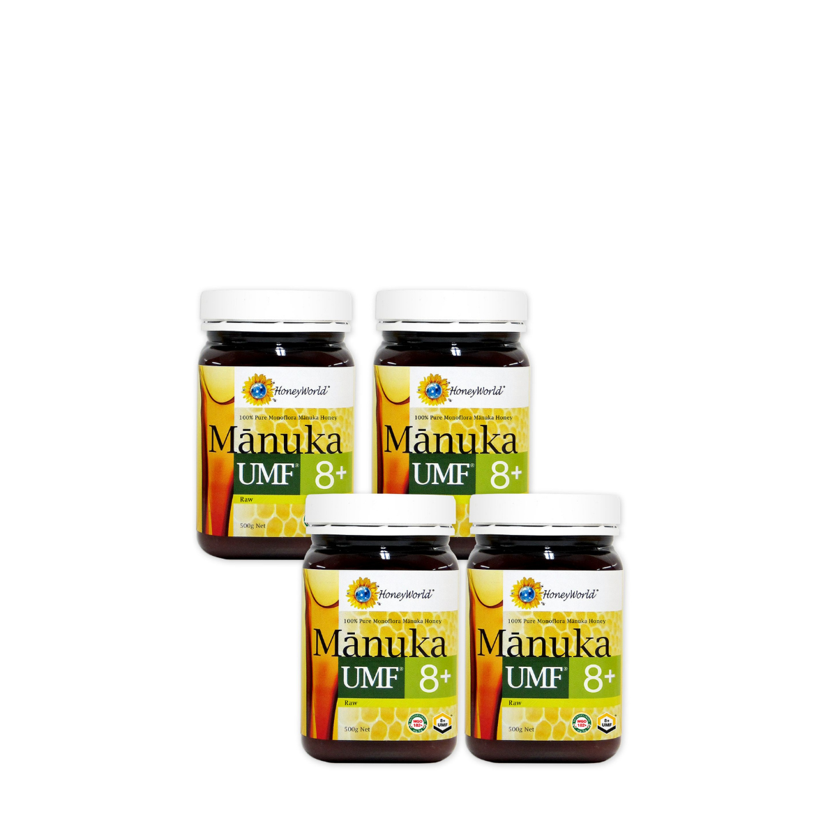 Honeyworld Raw Manuka Honey UMF8+ 500G (4 Bottles)