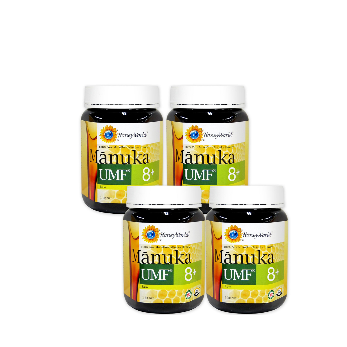 Honeyworld Raw Manuka Honey UMF8+ 1KG (4 Bottles)