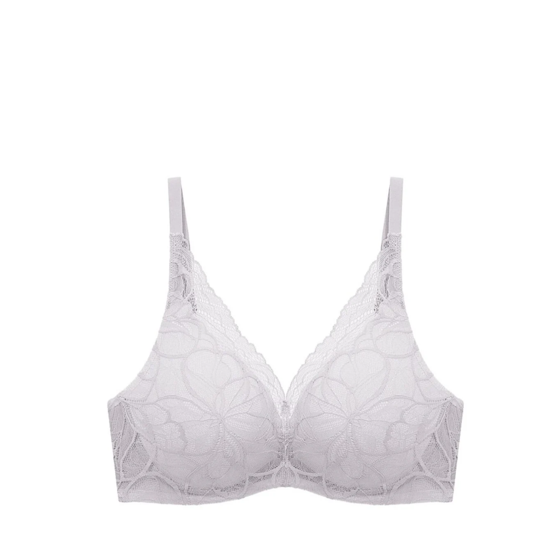 Triumph Body Make Up Illusion Lace Wired Push Up Deep V Bra Feather