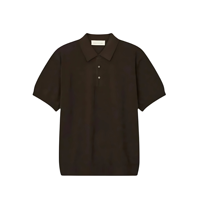 Man On The Boon Texture Relax Fit Polo Brown