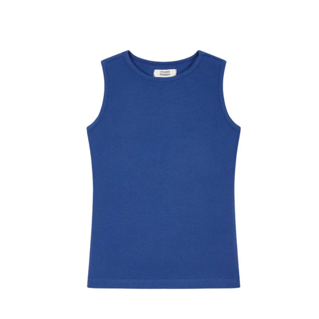 Studio Tomboy Logo Embroidery Sleeveless Blue