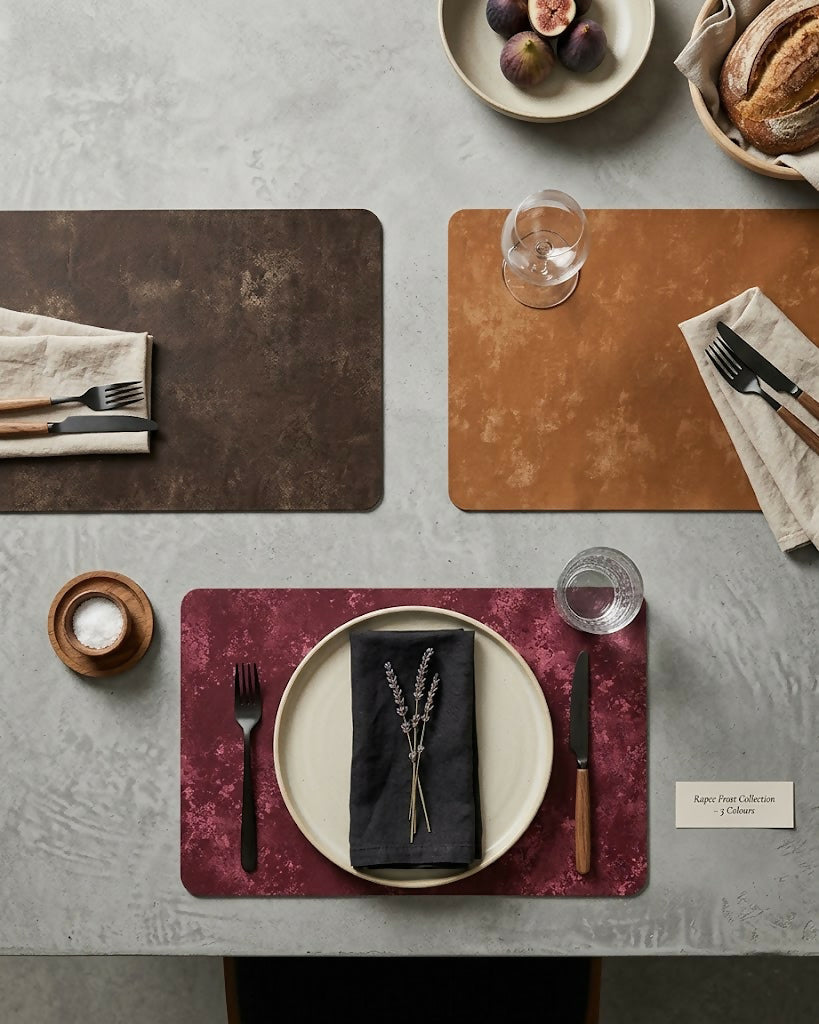 Rapee Frost Velvet Rectangular Placemat – Textured Design – 30 x 45 cm – Tan