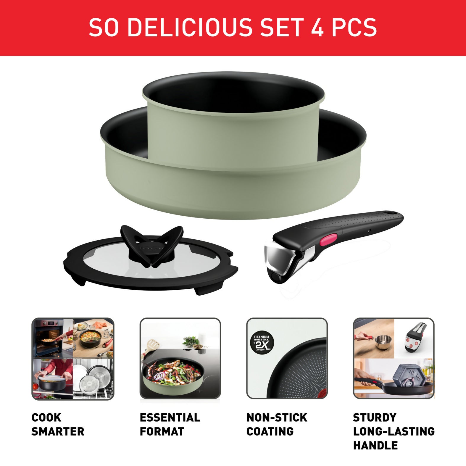 Tefal Ingenio So Delicious 4-PC IH Cookware Set
