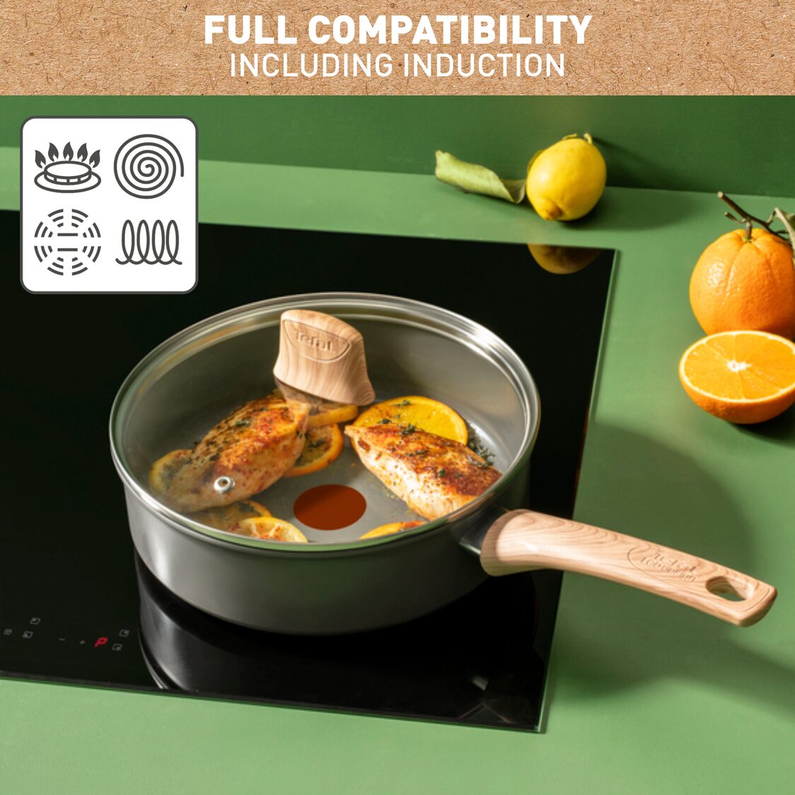 Tefal Renew IH Sautepan 24cm with Lid (C42532)