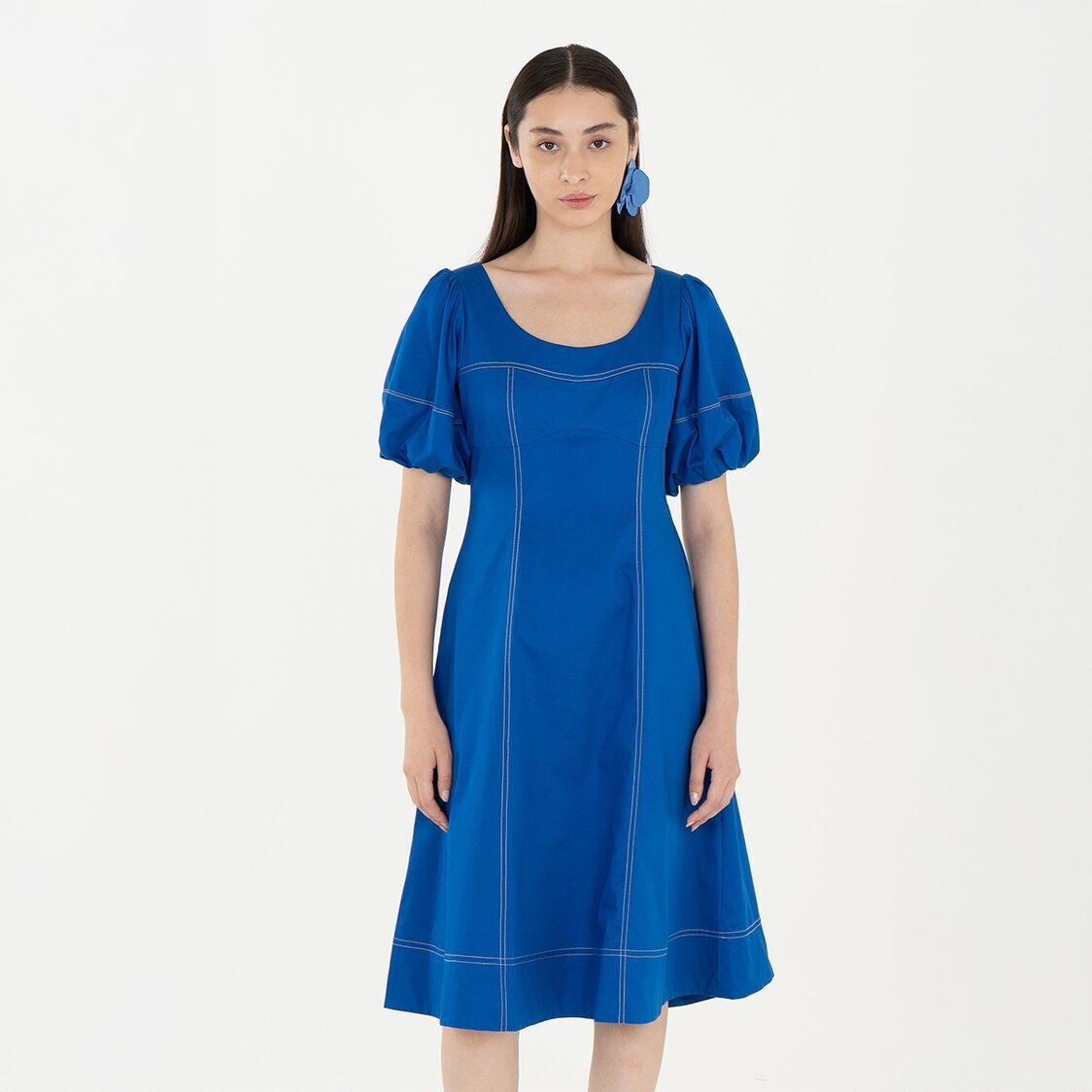 K/Woods Stain Repellent Seam Theory Dress In Blue