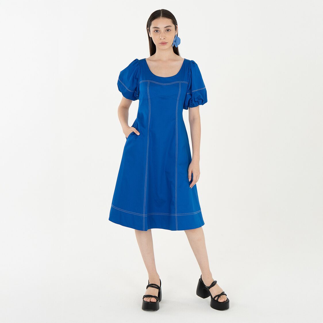 K/Woods Stain Repellent Seam Theory Dress In Blue