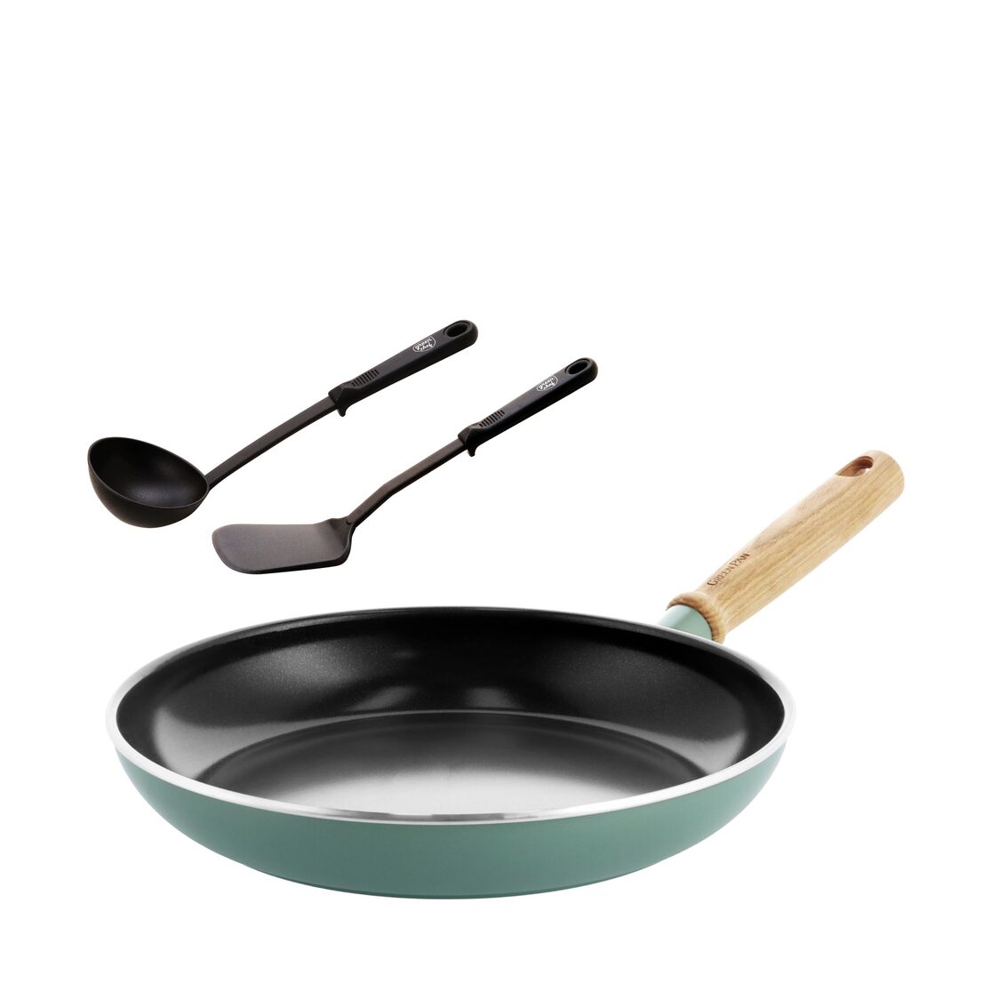 Greenpan Mayflower 28cm Ceramic Deep Frypan (GPMF037687) + Free Spatula & Ladle Set (GPGC010734)