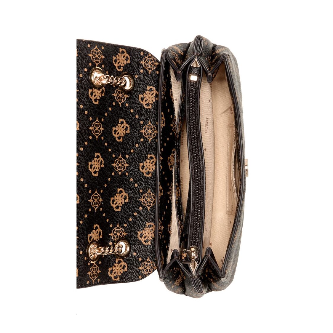 Guess Silia Convertible Crossbody Flap - Espresso Logo