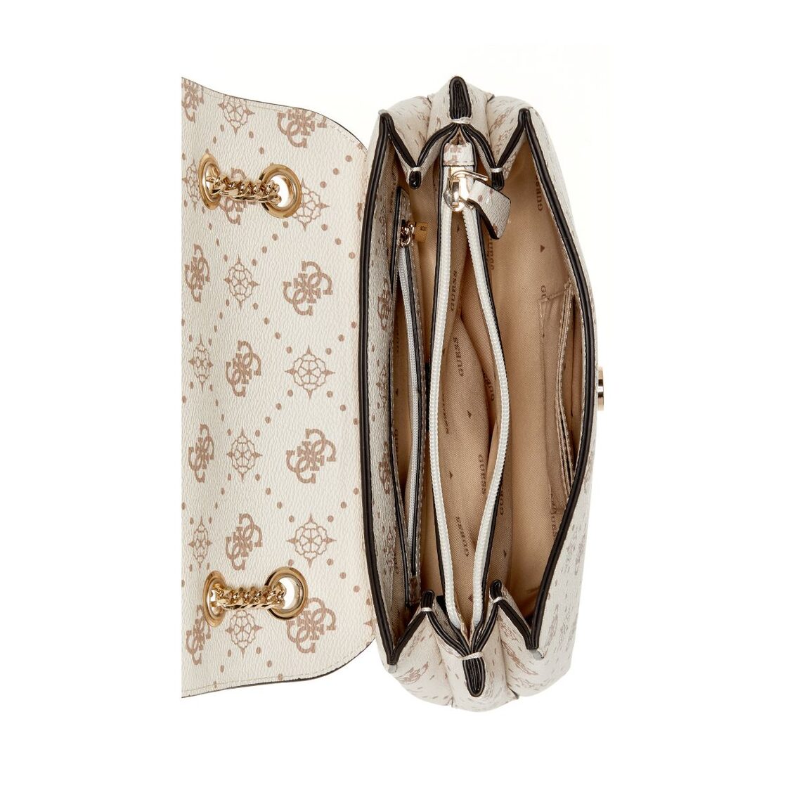 Guess Silia Convertible Crossbody Flap - Vanilla Logo