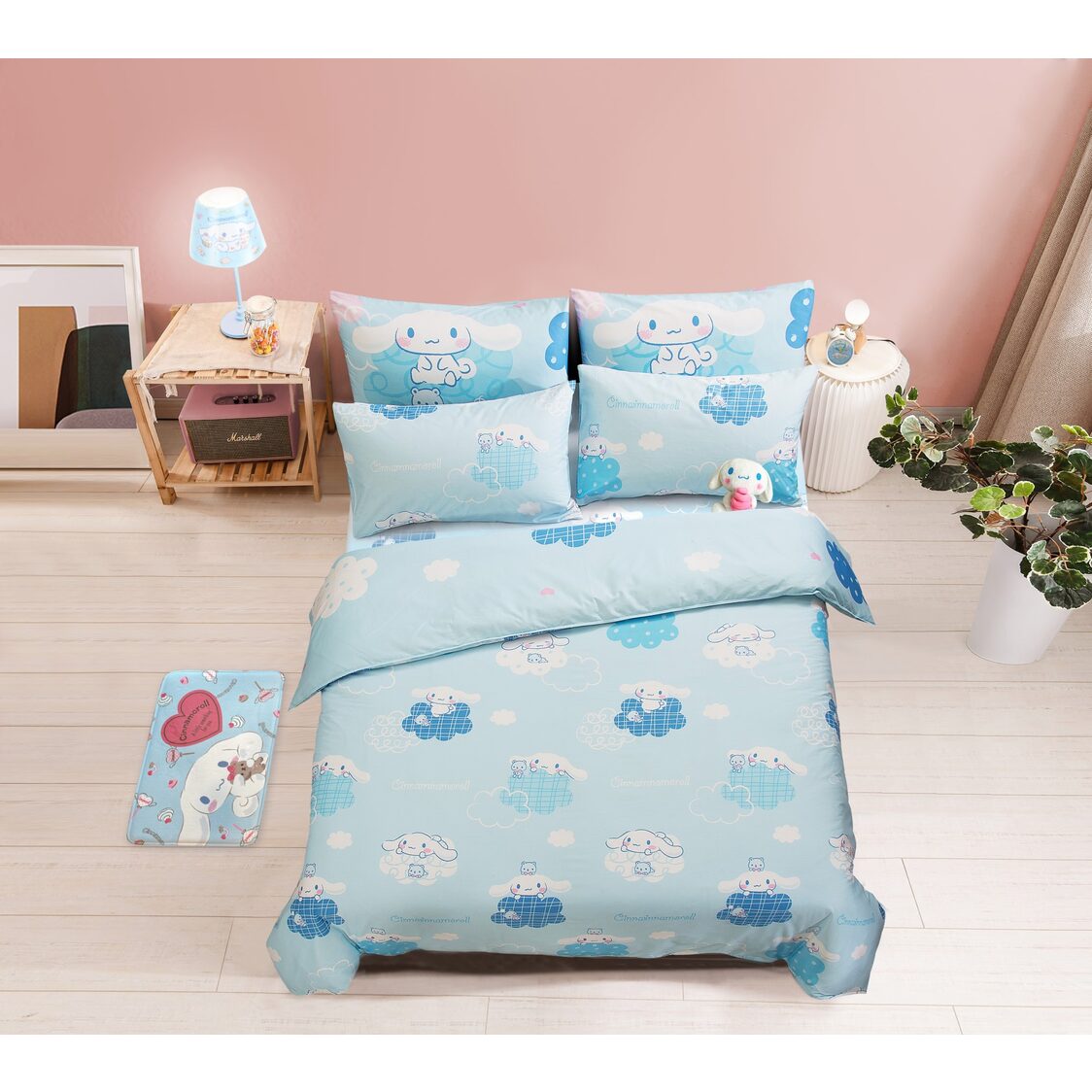 Sanrio Cinnamonroll 900TC 100% Cotton Sateen Quilt Cover Set Fluffy Cloud (Reversible)