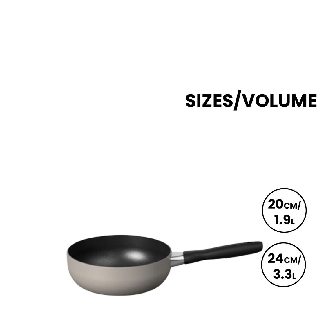 Meyer Bauhaus Nonstick Warm Grey Open Saucier 24cm