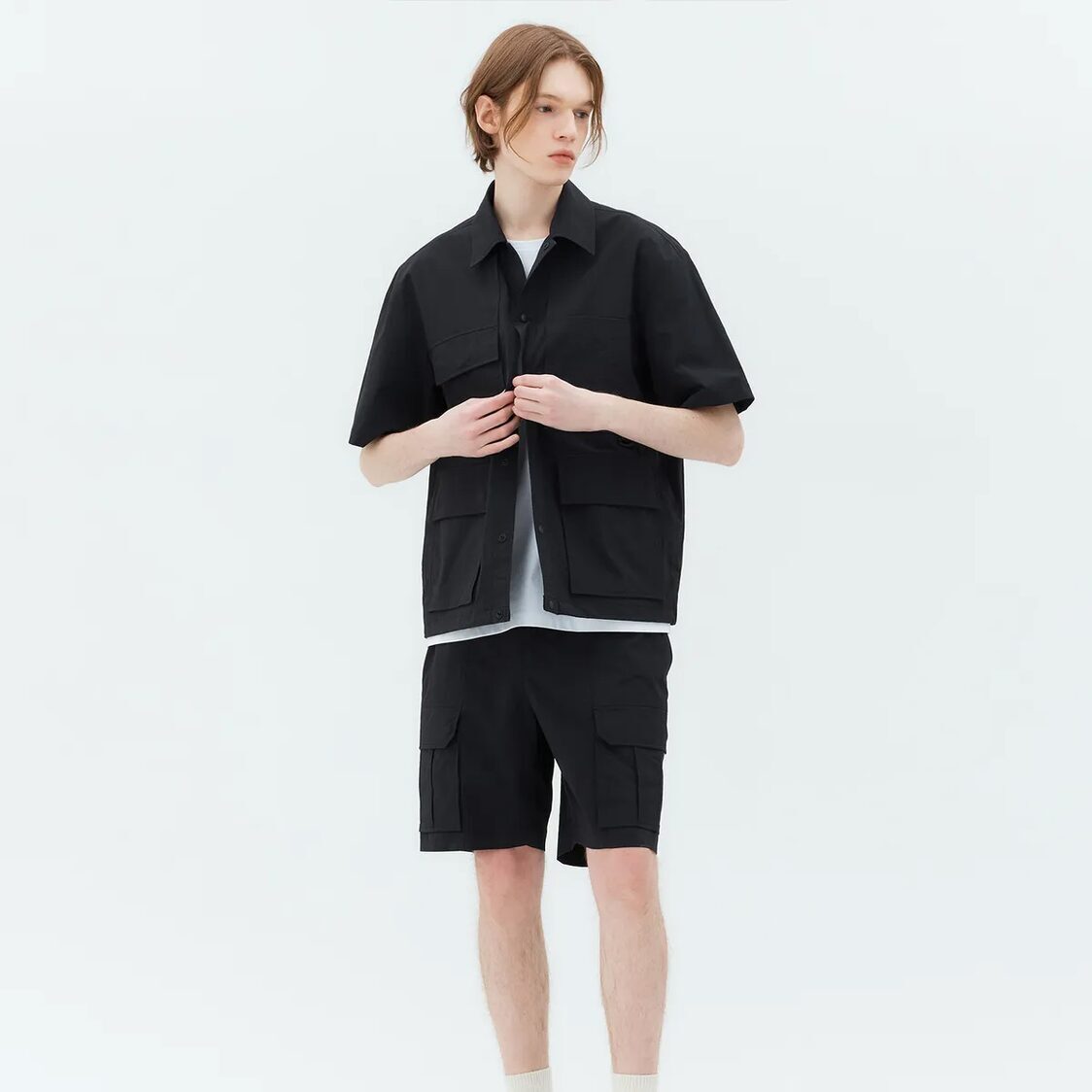 Mind Bridge Out Pocket Half Pants Black