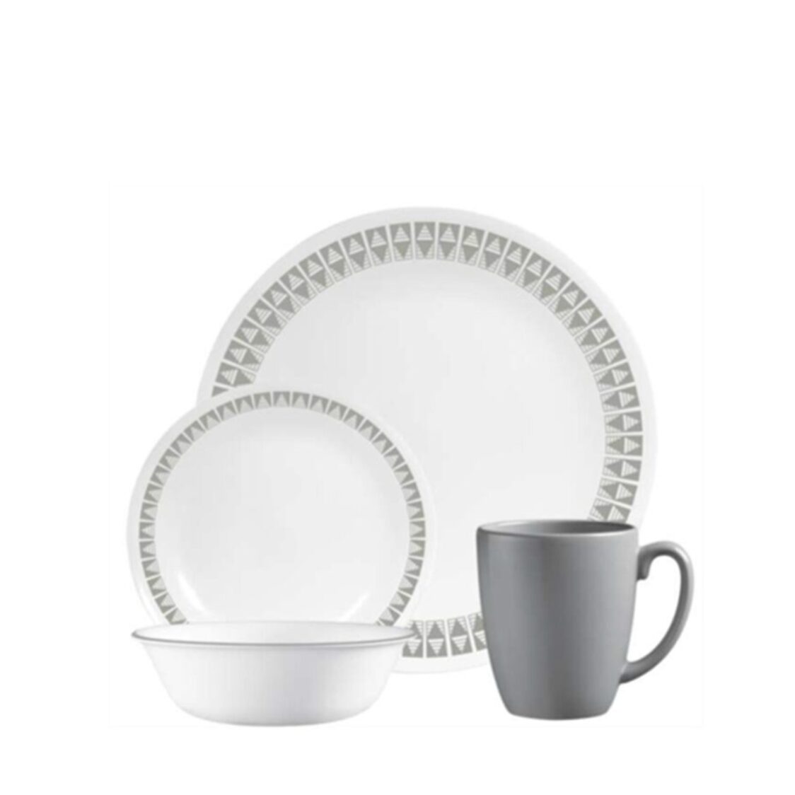 Corelle 16pc Dinner Set - Grey Wheeler Diamond (16S-GYWD-PH)