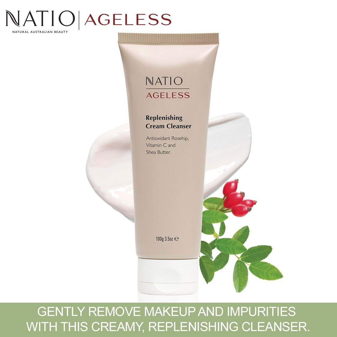 Natio Ageless Replenishing Cream Cleanser 100g