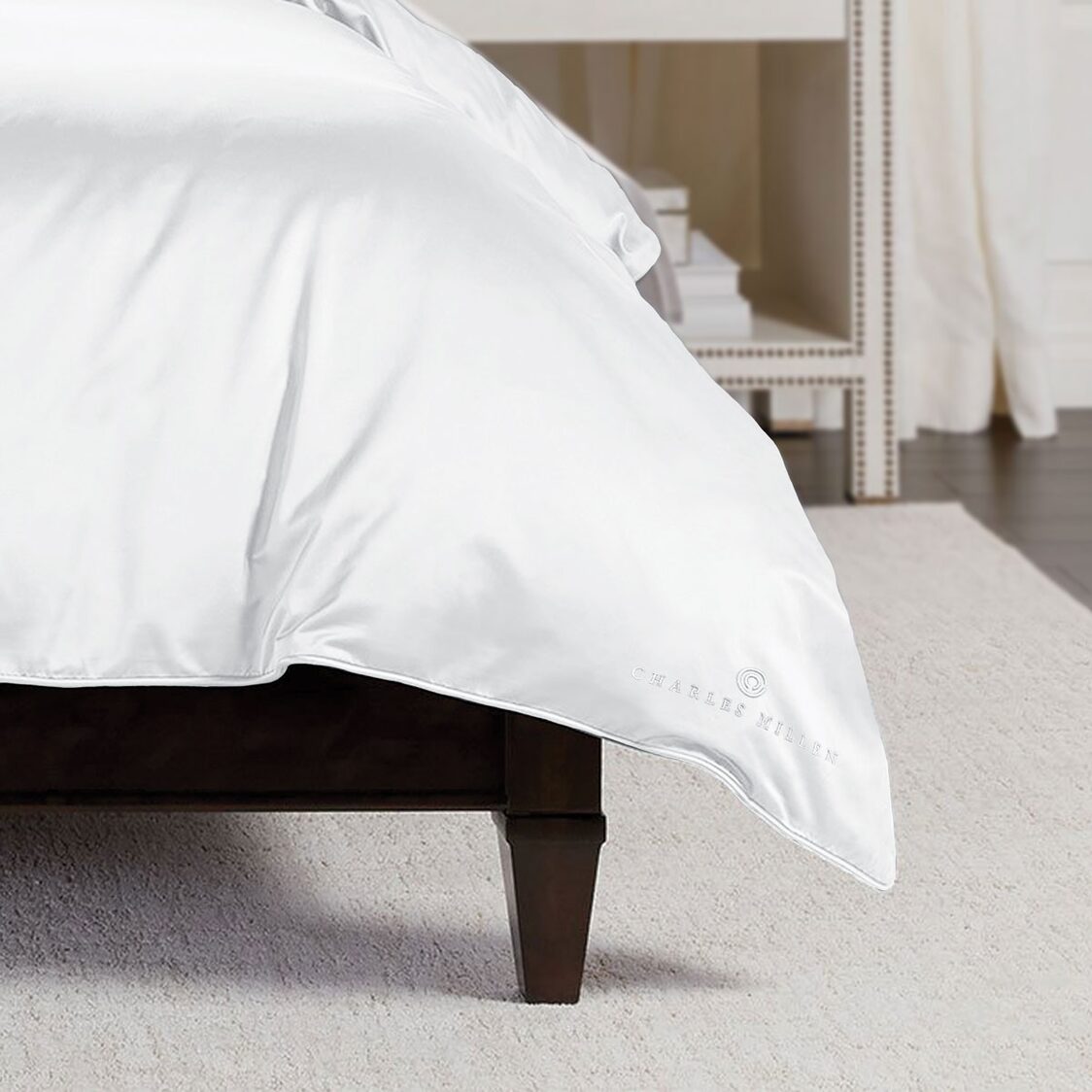 Charles Millen Signature Collection CMSG-09A, 100% Extra Fine Long Staple Cotton, 1100TC Deluxe Fitted Sheet/Bed Set/Summer Quilt - Porcelain White