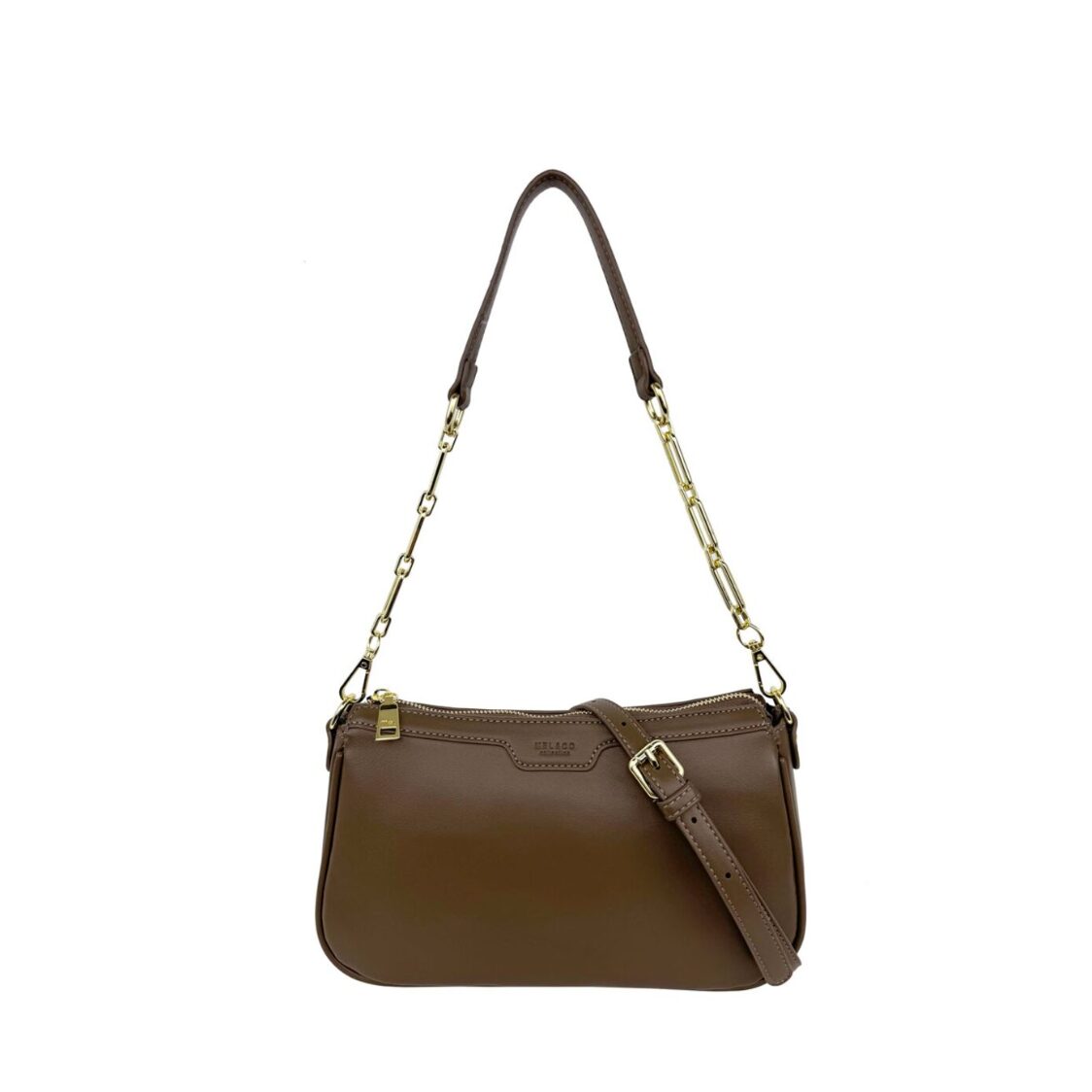 Mel&Co Faux Nappa Leather Semi-Chain Shoulder Bag