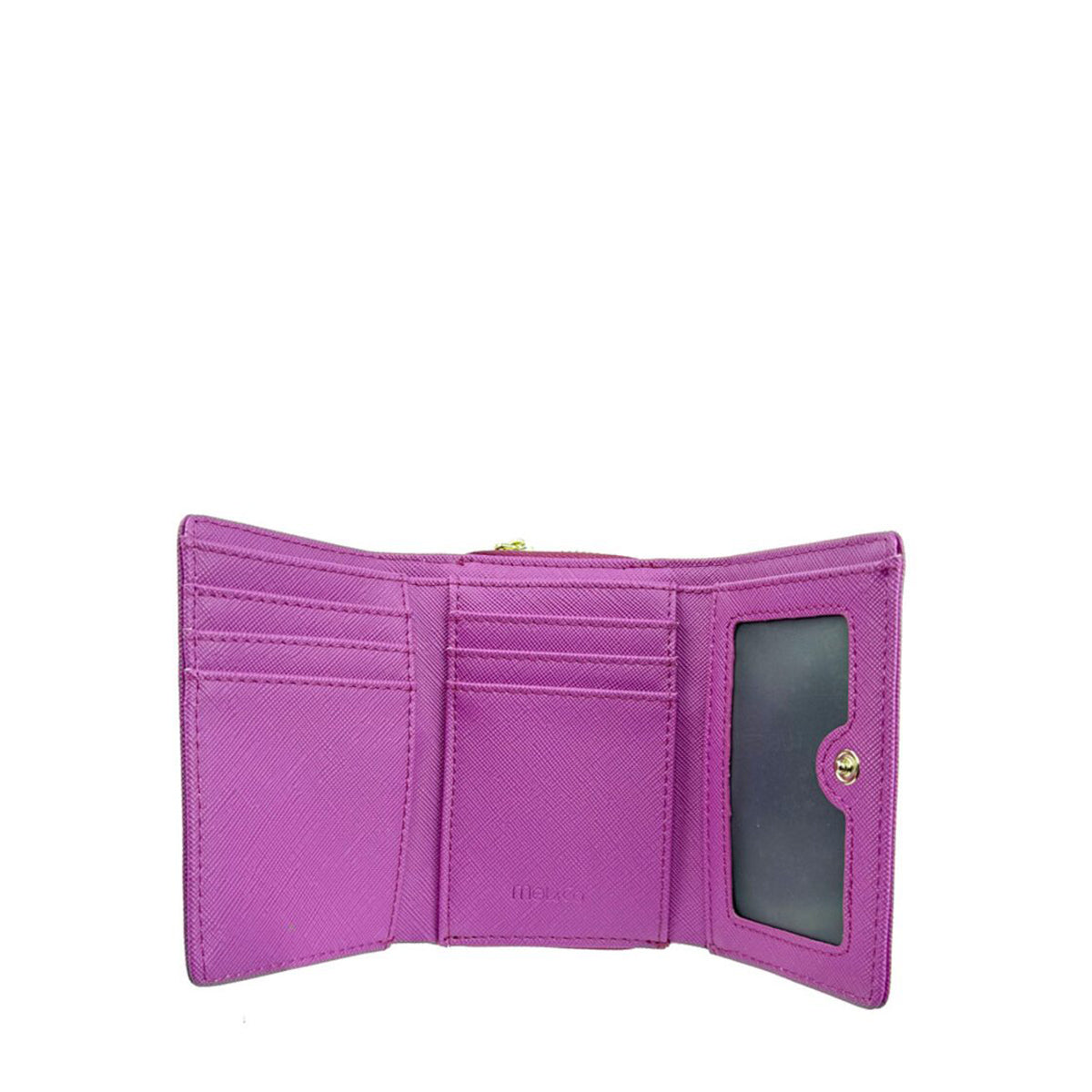 Mel&Co Saffiano-Effect Compact Tri-Fold Wallet