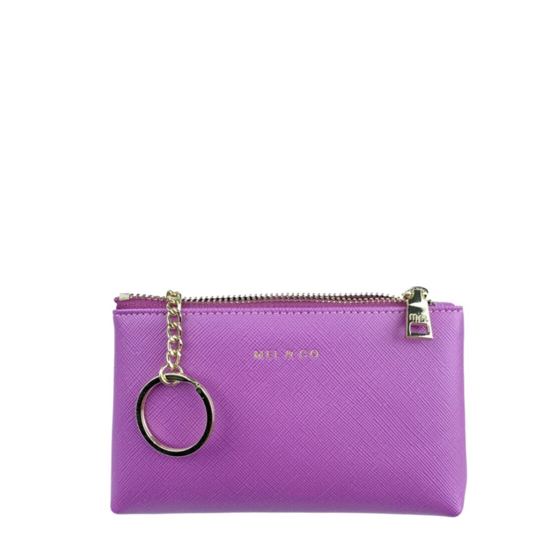Mel&Co Saffiano-Effect Coin Pouch with Keyring