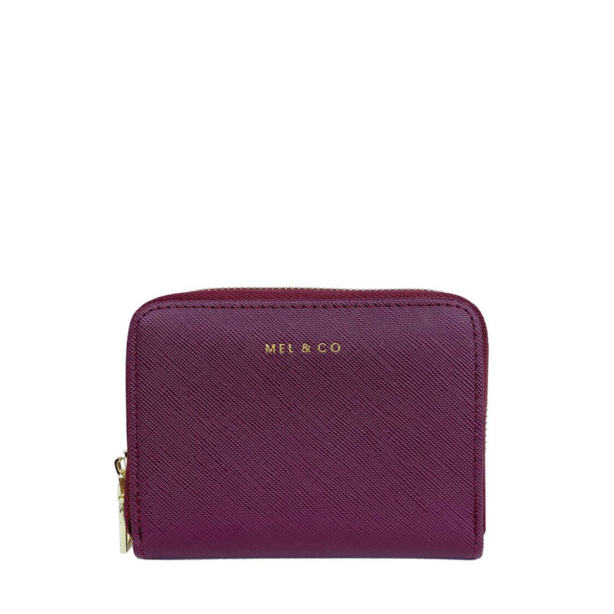 Mel&Co Saffiano-Effect Zip-Around Card Holder
