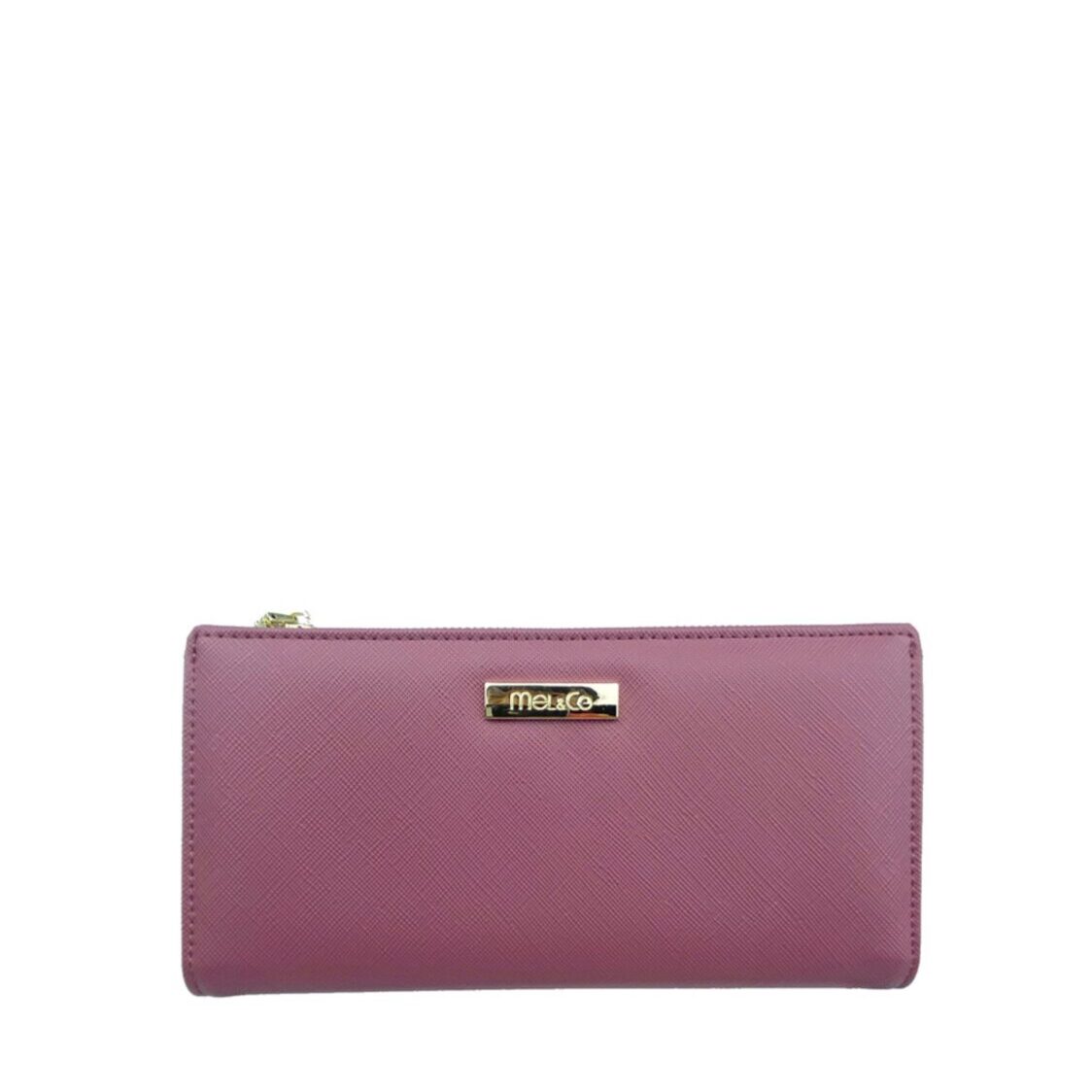 Mel&Co Saffiano Leatherette Bi-Fold Snap Long Wallet