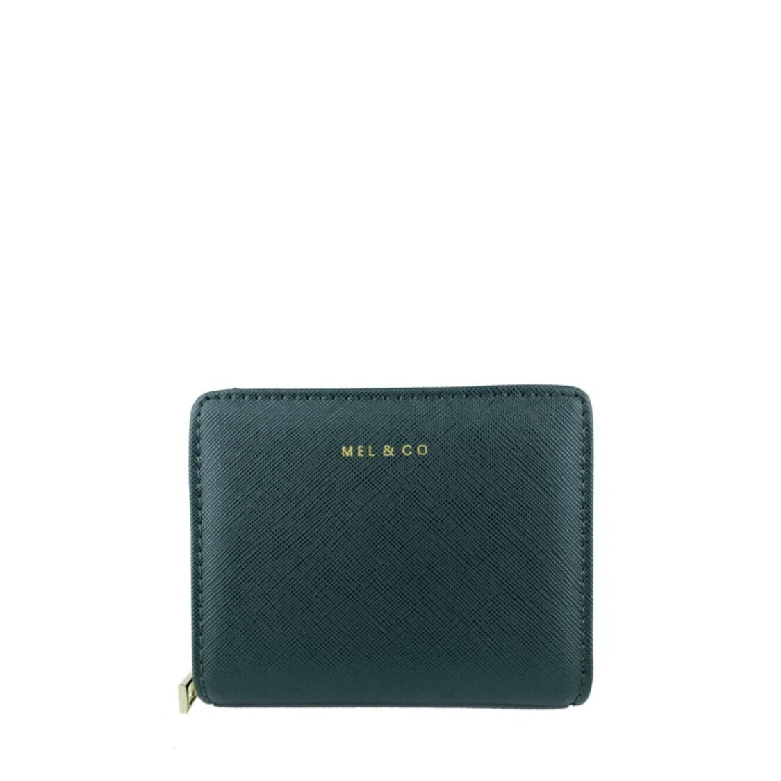 Mel&Co Saffiano-Effect Bifold Zip Coin Card Wallet